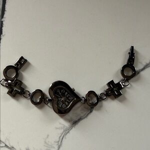 Women's Heart-Shaped Bracelet Watch in Gunmetal